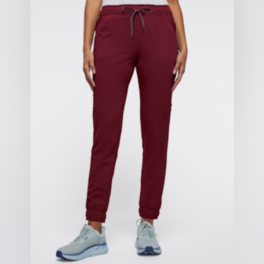 Jaanuu Scrub Joggers in Size M Petite in Wine